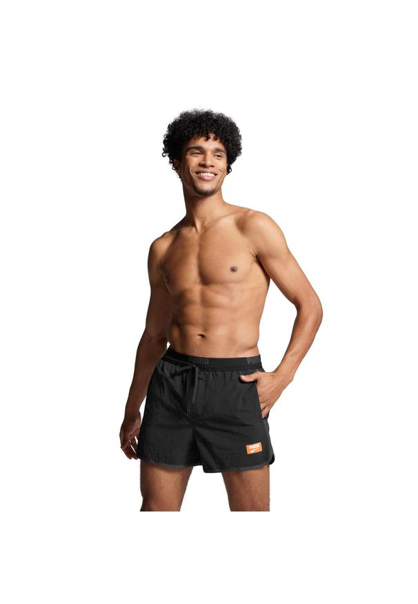 Kąpielówki męskie Puma, Track Shorts, czarne. Kolor: czarny. Materiał: poliester. Długość: krótkie. Styl: sportowy