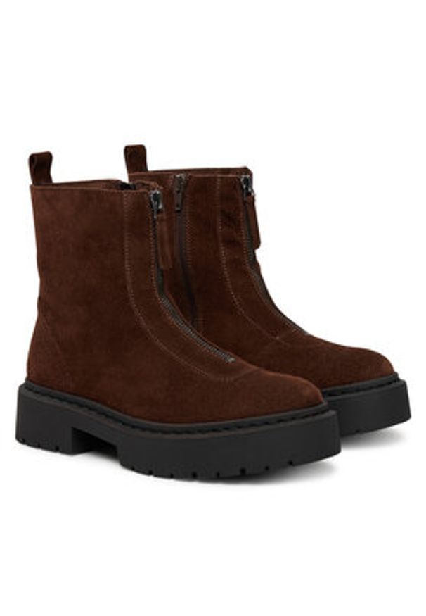 Steve Madden Botki SM11003404 Brązowy. Kolor: brązowy. Materiał: zamsz, skóra