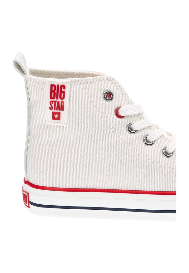 Big-Star - Białe Trampki Big Star Modne Buty Damskie Półbuty. Okazja: na co dzień. Wysokość cholewki: przed kolano. Zapięcie: pasek. Kolor: biały. Materiał: guma, jeans, materiał. Szerokość cholewki: normalna. Styl: casual, sportowy, elegancki