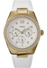 Zegarek Timex Zegarek damski Timex TW2V80500 CYRKONIE biały. Kolor: biały #1
