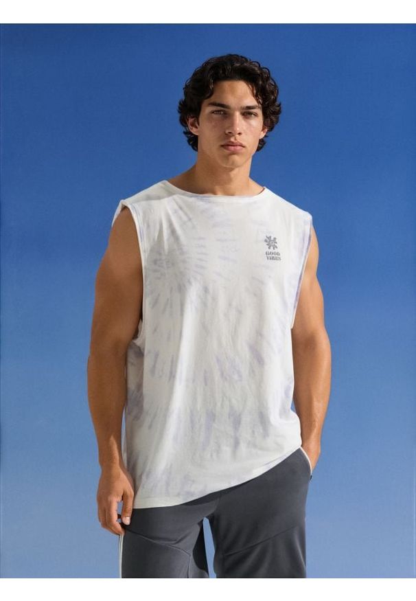 Sinsay - Bawełniany tank top ze wzorem tie dye - wielobarwny. Materiał: bawełna