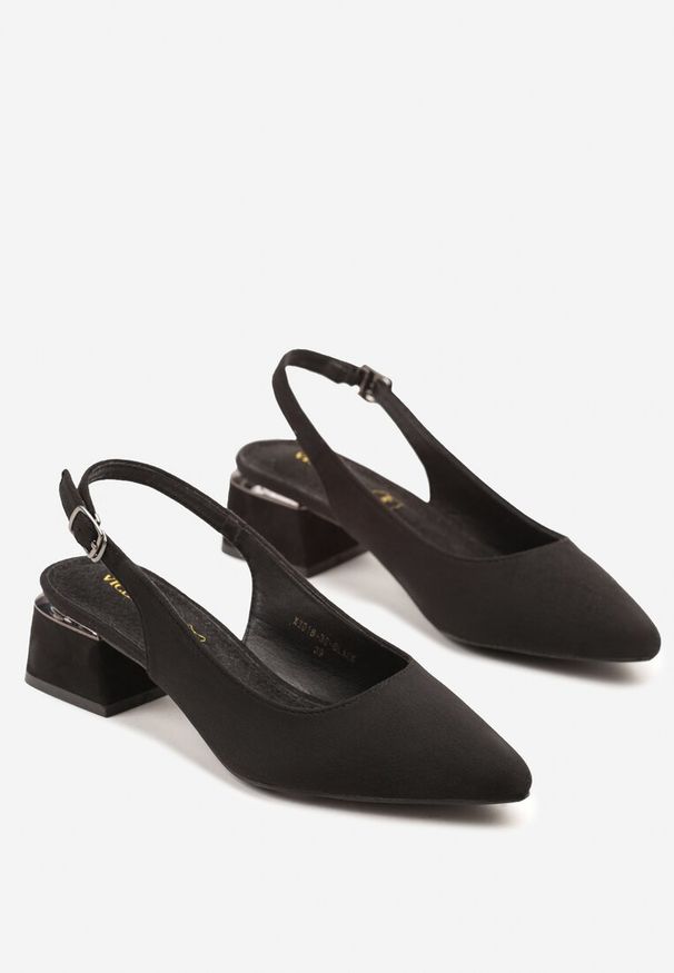 Renee - Czarne Sandały Vices Slingback ze Skórzaną Wkładką Ciarissa. Okazja: na co dzień. Zapięcie: sprzączka. Kolor: czarny. Materiał: skóra. Obcas: na obcasie. Styl: casual, elegancki. Wysokość obcasa: średni