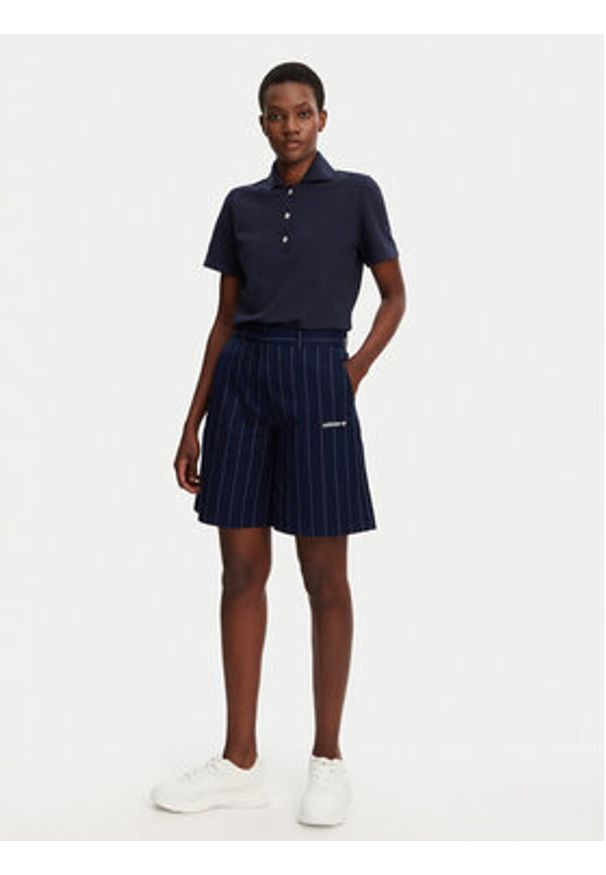 Adidas - adidas Bermudy Pinstripe JC7683 Granatowy Loose Fit. Kolor: niebieski. Materiał: syntetyk, bawełna