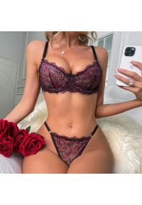 Intica - Komplet bielizny koronkowej z haftem elegancki Betty. Kolor: wielokolorowy. Materiał: koronka. Wzór: haft #2