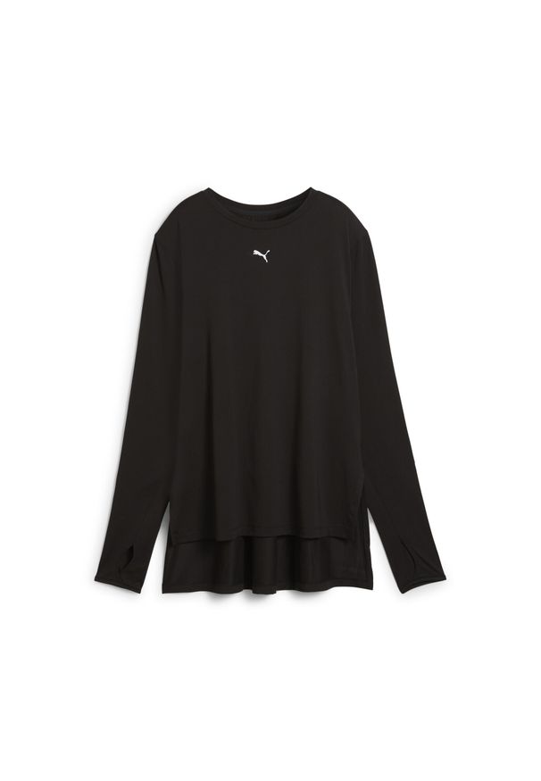 Puma - Damska koszulka oversize MODEST PUMA. Kolor: czarny. Długość rękawa: raglanowy rękaw. Sport: fitness