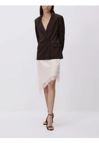 Reserved - Spódnica z asymetrycznym dołem - kremowy. Kolor: kremowy. Materiał: tkanina #1