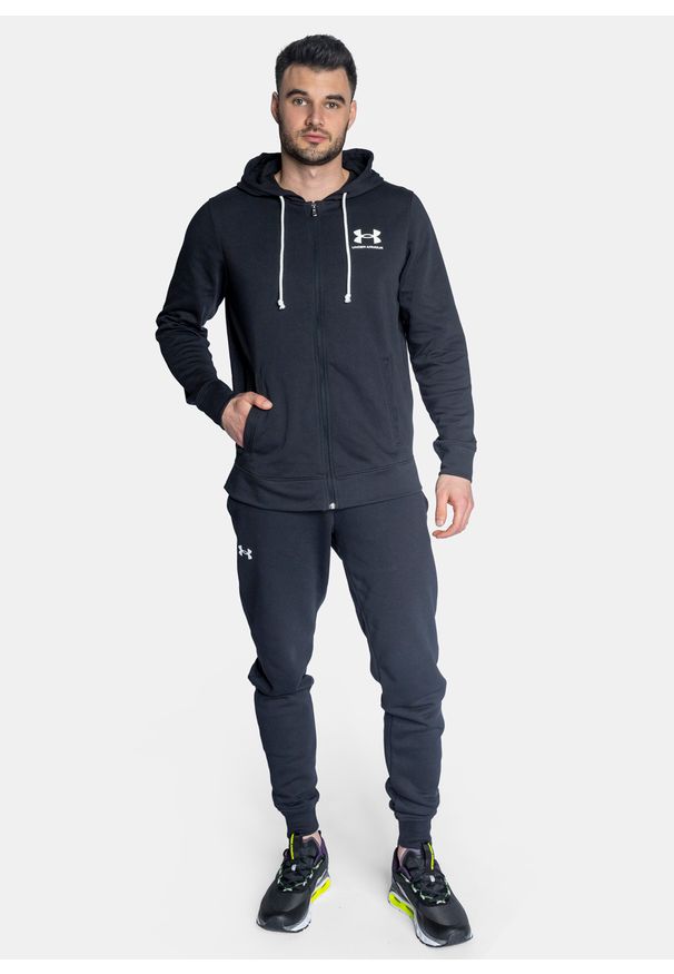 Bluza z kapturem męska czarna Under Armour UA Rival Terry Lc Fz. Typ kołnierza: kaptur. Kolor: czarny. Długość: krótkie. Wzór: jednolity. Styl: klasyczny