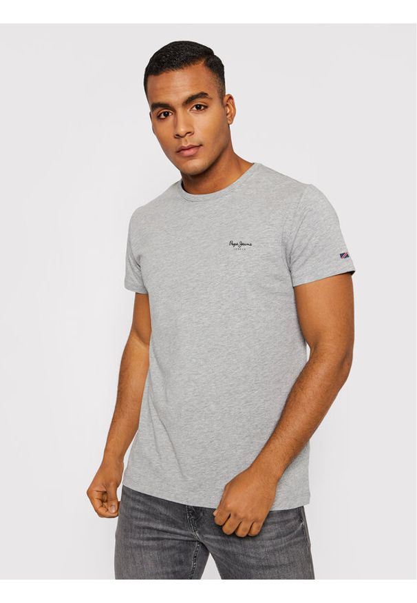 Pepe Jeans T-Shirt Original Basic 3 N PM508212 Szary Slim Fit. Kolor: szary. Materiał: bawełna