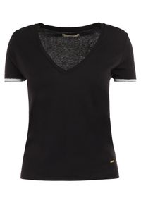 Born2be - Czarny T-shirt Kephina. Kolor: czarny. Materiał: dzianina, bawełna, koronka, jersey. Długość rękawa: krótki rękaw. Długość: krótkie. Wzór: koronka. Styl: elegancki, klasyczny