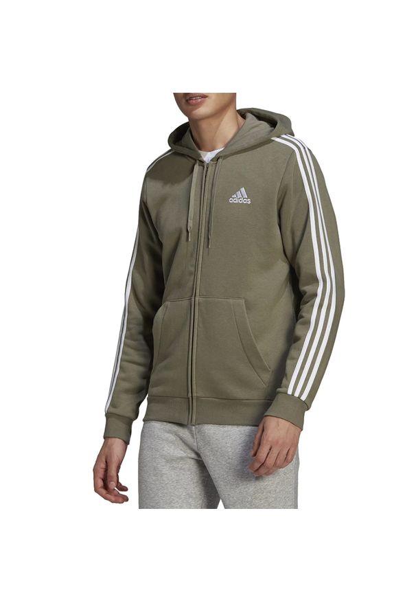 Adidas - adidas Essentials Fleece 3-Stripes Full-Zip Hoodie > GK9052. Okazja: na co dzień. Typ kołnierza: kaptur. Materiał: bawełna, poliester, polar, wiskoza, materiał. Styl: casual, klasyczny