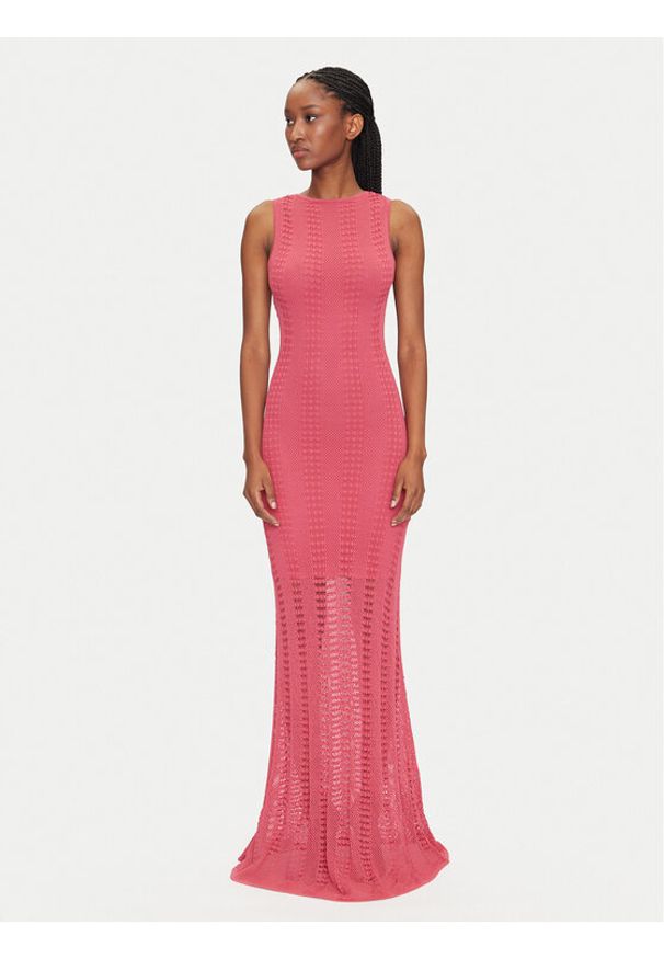 Marciano Guess Sukienka dzianinowa 5GGK44 5869Z Różowy Regular Fit. Kolor: różowy. Materiał: syntetyk, wiskoza