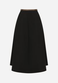 Born2be - Czarna Spódnica o Rozkloszowanym Kroju z Paskiem Vikirana. Okazja: na co dzień. Kolor: czarny. Styl: elegancki, casual #4