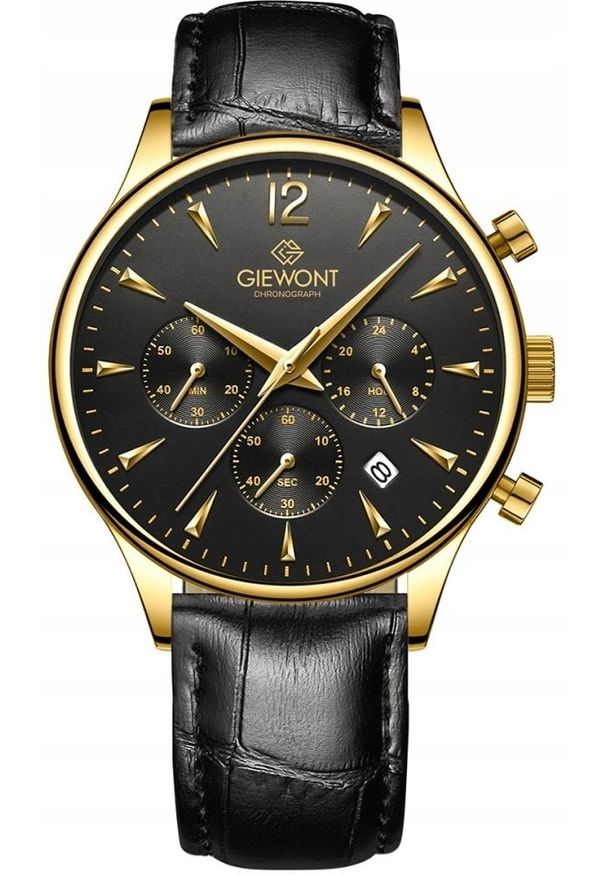 Zegarek Giewont Zegarek Męski Chronograph Sapphire Czarno Złoty GW6310-A4. Kolor: złoty, wielokolorowy, czarny