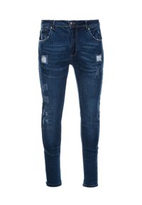 Ombre Clothing - Spodnie męskie jeansowe SKINNY FIT - niebieskie P1060 - XXL. Kolor: niebieski. Materiał: jeans #10