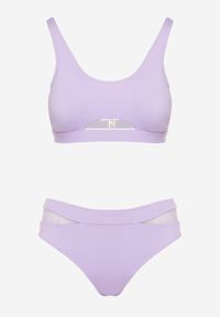 Born2be - Fioletowe Bikini Majtki Figi i Biustonosz z Siateczkową Wstawką Natenira. Kolor: fioletowy #5
