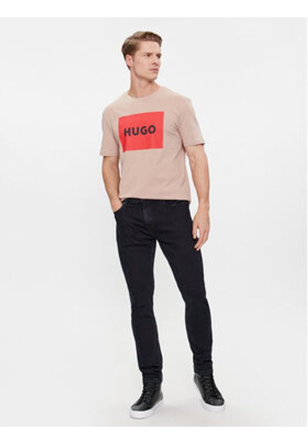 Hugo T-Shirt Dulive222 50467952 Beżowy Regular Fit. Kolor: beżowy. Materiał: bawełna