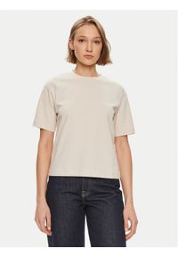 Gina Tricot T-Shirt Basic 10469 Beżowy Regular Fit. Kolor: beżowy. Materiał: bawełna #1