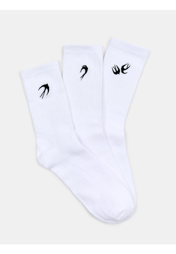 Sinsay - Skarpetki z haftem 3 pack - biały. Kolor: biały. Wzór: haft