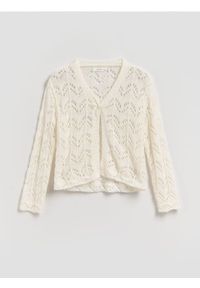 Reserved - Dzianinowy kardigan - złamana biel. Materiał: dzianina #1