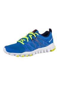 Buty do chodzenia dla dzieci Reebok Realflex Train 40. Zapięcie: sznurówki. Kolor: niebieski. Materiał: materiał, syntetyk, tkanina. Szerokość cholewki: normalna. Sport: turystyka piesza