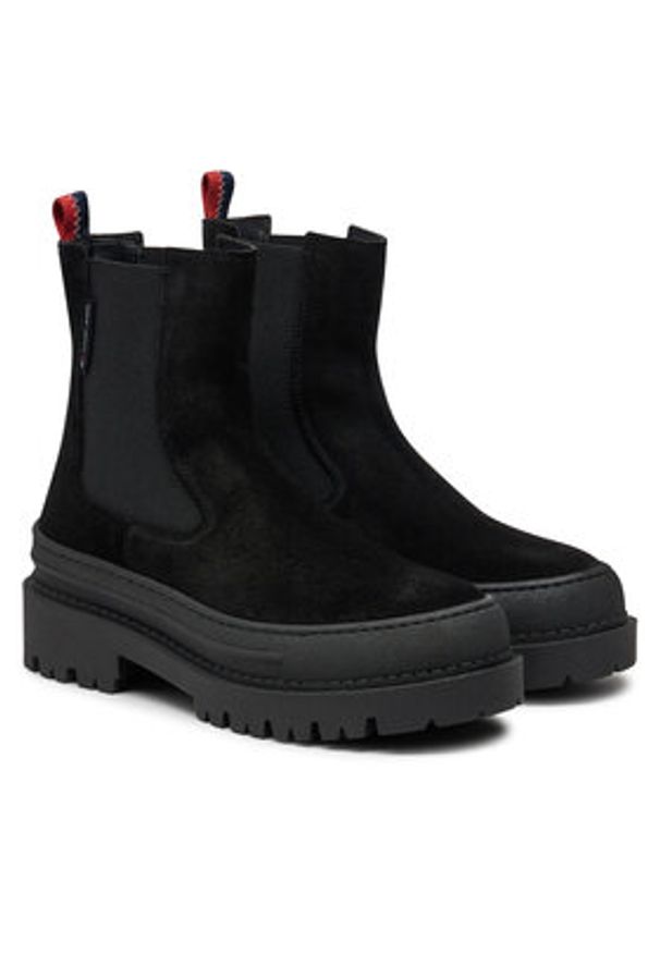 Tommy Jeans Sztyblety Tjw Foxing Chelsea Suede EN0EN02631 Czarny. Kolor: czarny. Materiał: zamsz, skóra