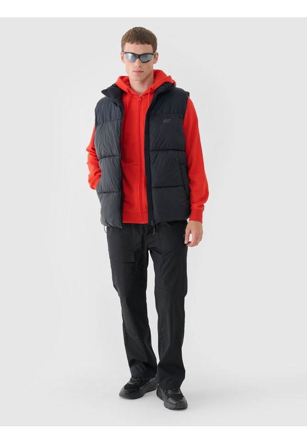 4f - 4F Bluza dresowa rozpinana z kapturem męska - czerwona XL. Okazja: na co dzień. Typ kołnierza: kaptur. Kolor: czerwony. Materiał: dresówka. Wzór: gładki, ze splotem. Styl: casual, sportowy