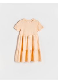 Reserved - Sukienka z bawełny - jasnopomarańczowy. Kolor: pomarańczowy. Materiał: bawełna #1