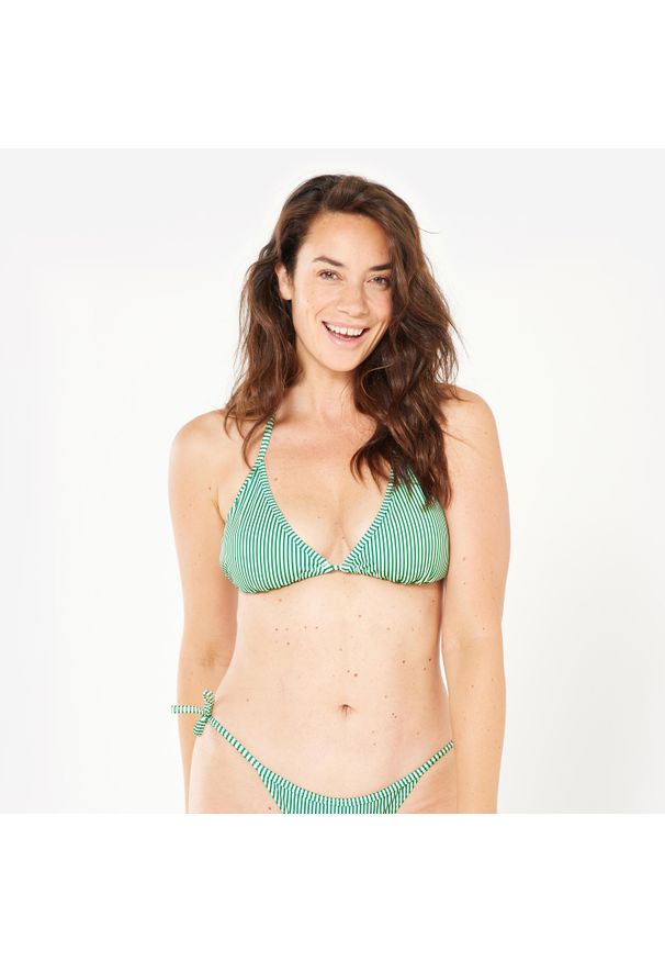 Decathlon - Góra kostiumu kąpielowego surfingowego damska Olaian Mae. Kolor: zielony. Materiał: poliester, materiał, elastan