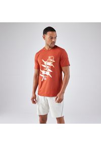 KUIKMA - Koszulka tenisowa męska Artengo TTS Soft. Kolor: brązowy, pomarańczowy, wielokolorowy. Materiał: bawełna, lyocell, elastan, materiał. Sport: tenis