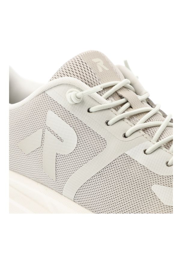 Sneakersy damskie Rieker, nowoczesna forma z lekkiej oddychającej cholewki zapewniająca wygodę amortyzowana podeszwa sportowy charakter, szare, W3504. Okazja: na co dzień. Zapięcie: sznurówki. Kolor: szary. Materiał: materiał. Szerokość cholewki: normalna