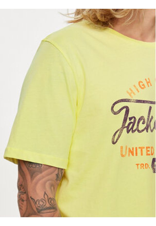 Jack & Jones - Jack&Jones T-Shirt Jprblulouie 12259674 Żółty Regular Fit. Kolor: żółty. Materiał: bawełna