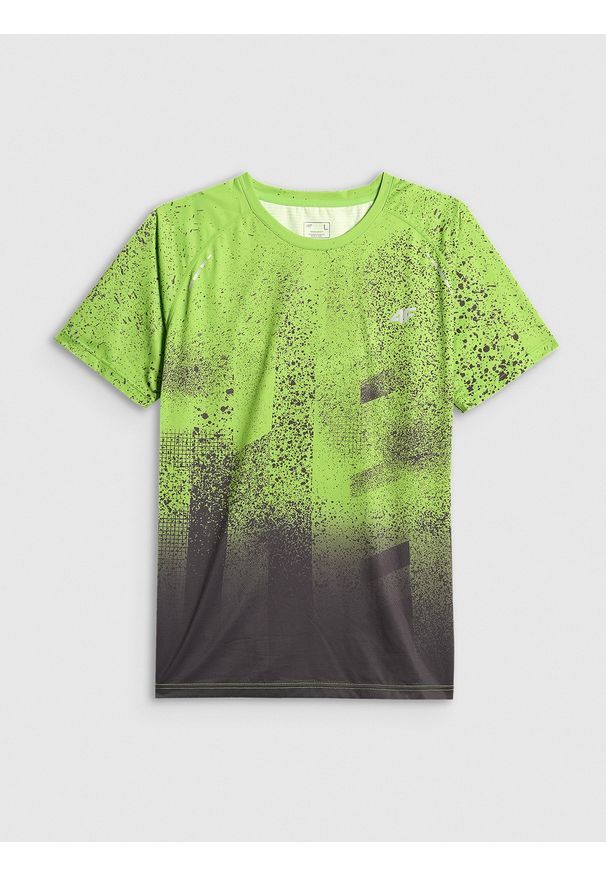 4f - 4F Koszulka do biegania szybkoschnąca męska - zielona L. Kolor: zielony. Materiał: dzianina, włókno, materiał. Sport: fitness, bieganie