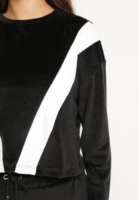 Born2be - Czarny Welurowy Komplet Dresowy z Bluzą i Spodniami Bellanna. Kolor: czarny. Materiał: welur, dresówka #5