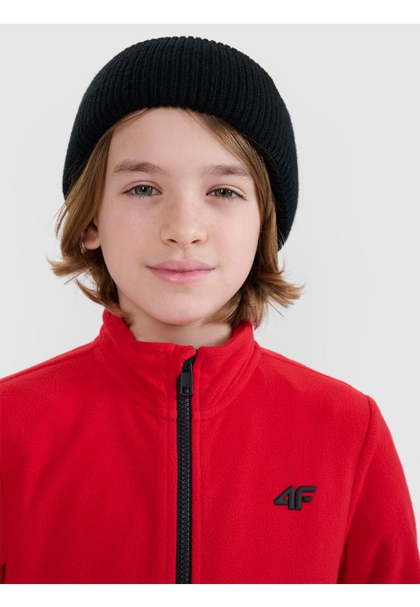 4f - 4F Polar regular ze stójką chłopięcy - czerwony 158 (12-13 lat). Typ kołnierza: kołnierzyk stójkowy. Kolor: czerwony. Materiał: polar. Wzór: gładki. Sezon: lato. Sport: wspinaczka, snowboard, turystyka piesza, narciarstwo