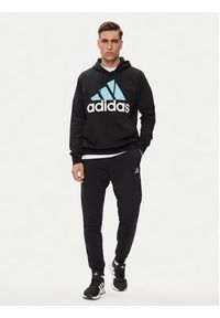 Adidas - adidas Bluza Essentials Logo Hoodie IJ8574 Czarny Regular Fit. Kolor: czarny. Materiał: bawełna #5