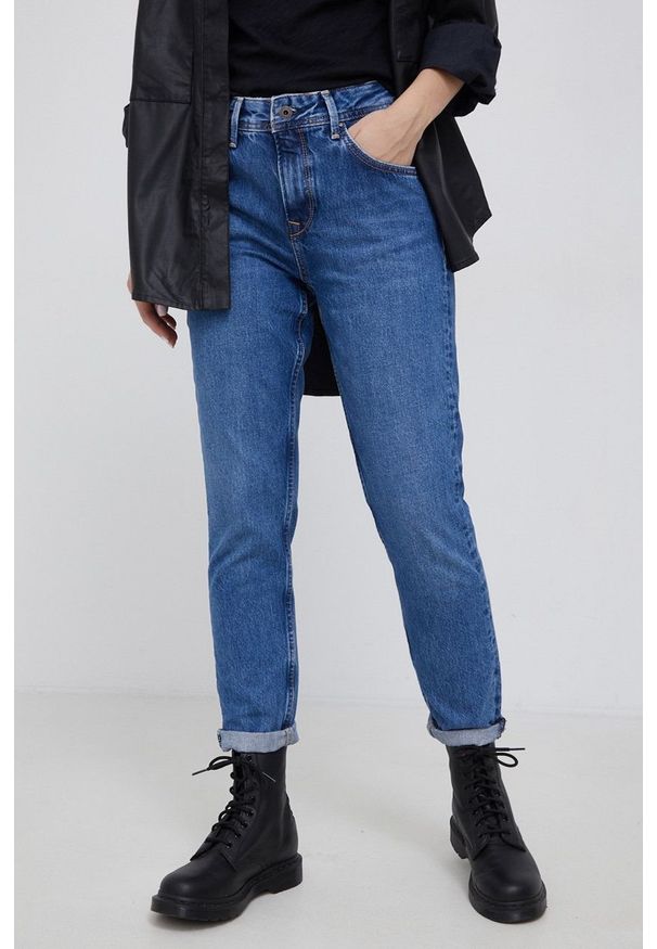 Pepe Jeans Jeansy bawełniane Violet damskie. Stan: podwyższony. Kolor: niebieski