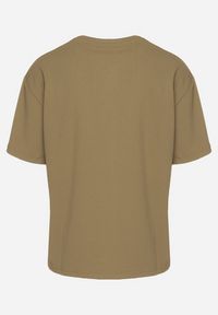 Born2be - Ciemnobeżowa Koszulka T-shirt Klasyczna Paliessa. Kolor: beżowy. Styl: klasyczny #7