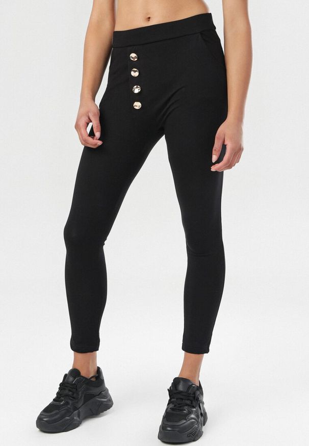 Born2be - Czarne Legginsy Urileli. Kolor: czarny. Materiał: guma, bawełna. Styl: sportowy