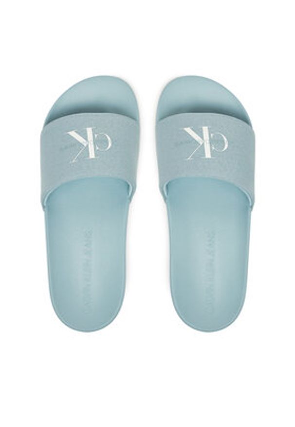 Calvin Klein Jeans Klapki Slide Monogram Wn YW0YW01835 Niebieski. Kolor: niebieski. Materiał: materiał