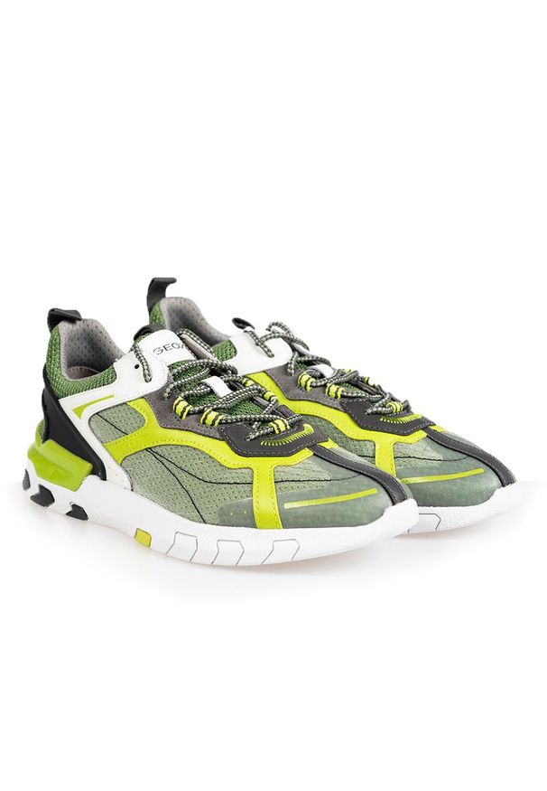 Geox Sneakersy "Grecale A" | U028ZA 01422 | Grecale A | Mężczyzna | Szary, Zielony. Kolor: zielony, wielokolorowy, szary. Materiał: materiał, skóra ekologiczna. Wzór: aplikacja