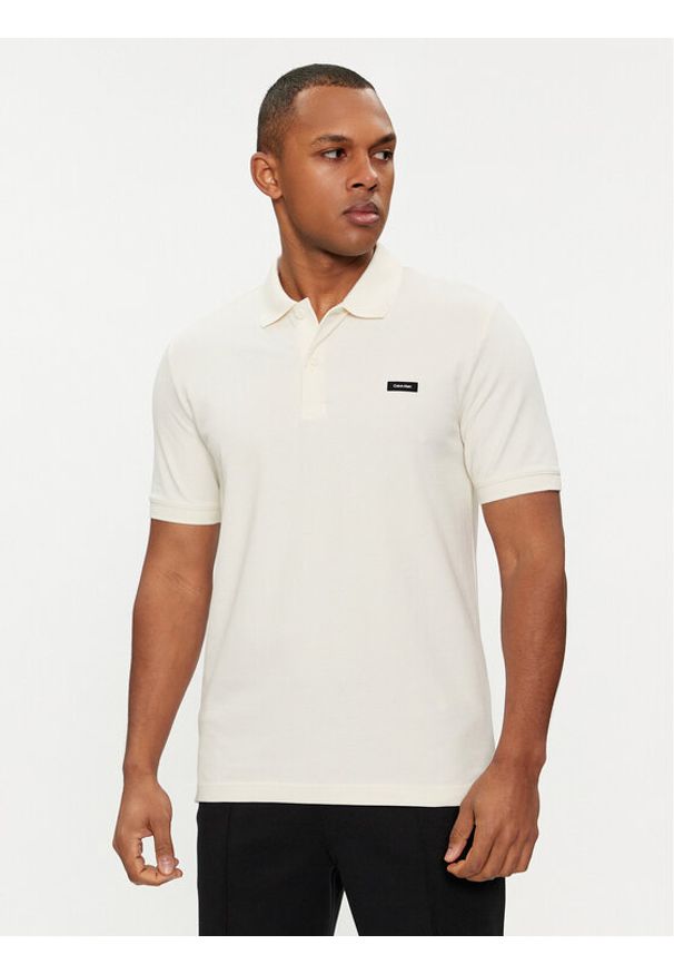 Calvin Klein Polo K10K111196 Biały Slim Fit. Typ kołnierza: polo. Kolor: biały. Materiał: bawełna