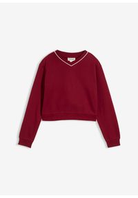 bonprix - Bluza z czystej bawełny organicznej. Typ kołnierza: dekolt w serek. Kolor: czerwony. Materiał: bawełna