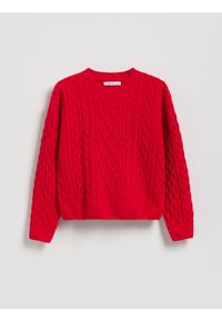 Reserved - Strukturalny sweter - czerwony. Kolor: czerwony. Materiał: dzianina