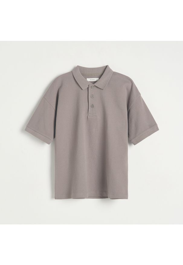 Reserved - T-shirt polo - Szary. Typ kołnierza: polo. Kolor: szary