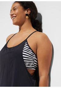 bonprix - Długie tankini z efektem warstw (komplet 2-cz.). Kolor: czarny. Długość rękawa: na ramiączkach. Długość: długie. Styl: elegancki