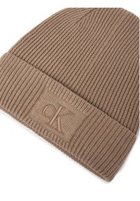 Calvin Klein Czapka Embroidered Rib Cotton Beanie LV04F8097G Beżowy. Kolor: beżowy. Materiał: bawełna #3