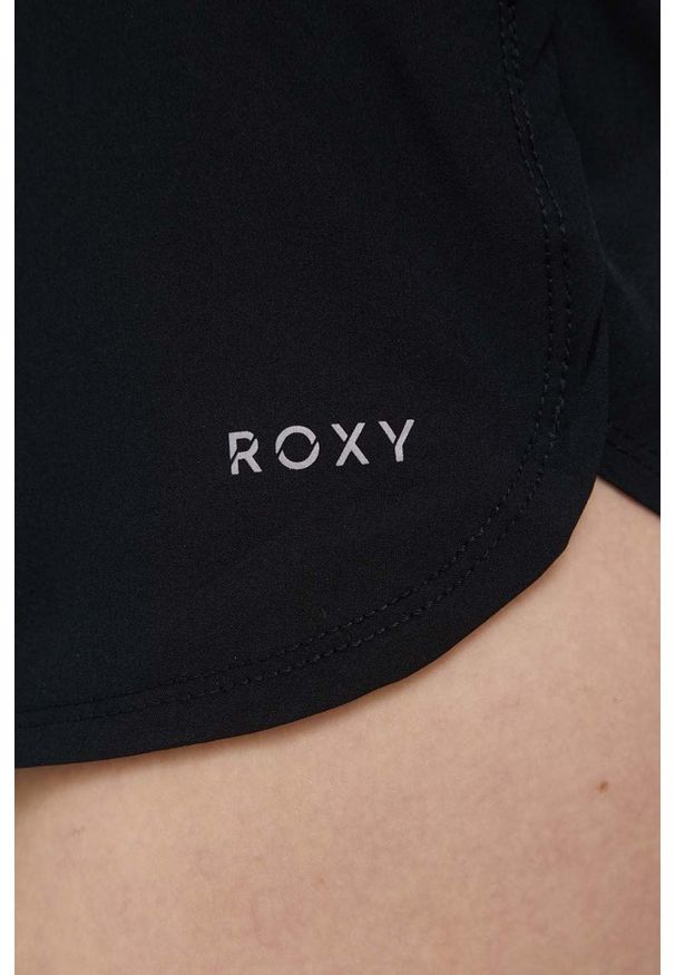 Roxy szorty damskie kolor czarny gładkie medium waist. Okazja: na co dzień. Kolor: czarny. Materiał: materiał. Wzór: gładki. Styl: casual