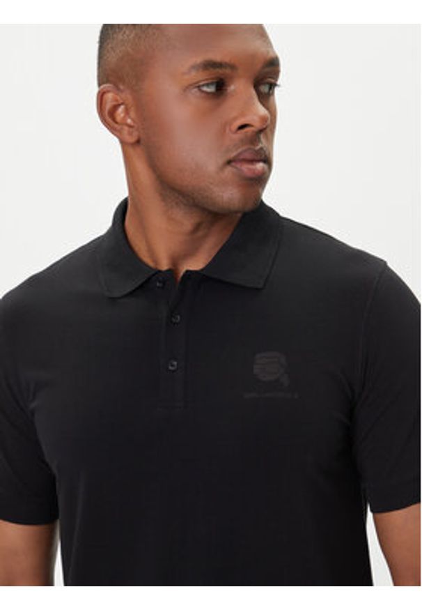 Karl Lagerfeld - KARL LAGERFELD Polo 745015 554221 Czarny Regular Fit. Typ kołnierza: polo. Kolor: czarny. Materiał: bawełna