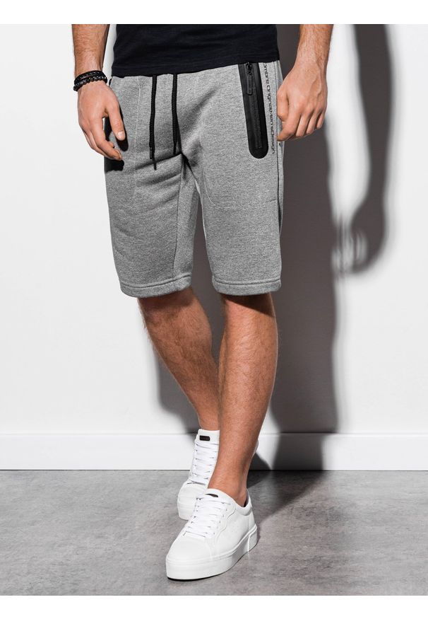 Szare szorty Ombre Clothing krótkie, melanż