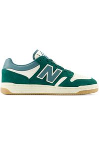 Buty unisex New Balance BB480LPA – zielone. Okazja: na co dzień. Kolor: zielony. Materiał: materiał, syntetyk, dresówka, skóra. Szerokość cholewki: normalna. Sport: turystyka piesza